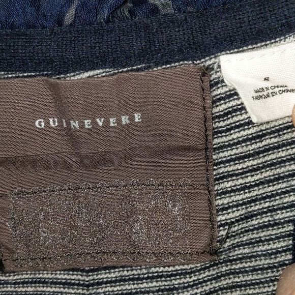 Guinevere Anthropologie Ruffle Trim Striped Cardigan Sweater S - Picture 2 of 7